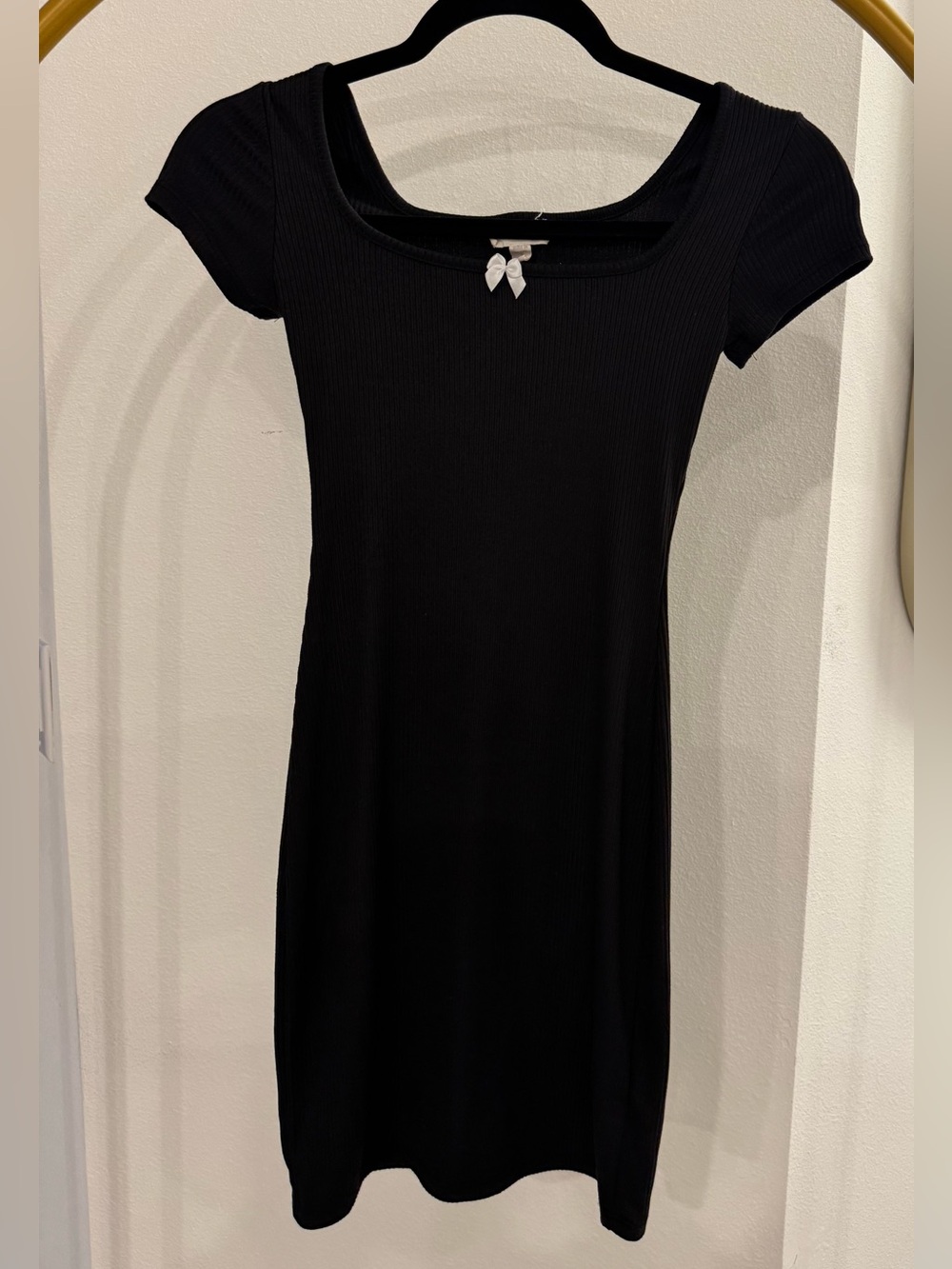See You Monday Black Ribbed Scoop Neck Dress size xs